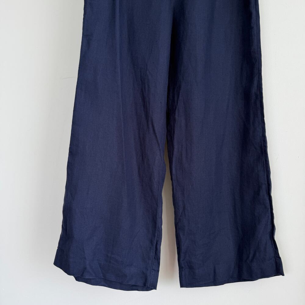 Soft Surroundings Aliso Pants Womens XL Navy 100% Linen Wide Leg Elastic Waist - Picture 3 of 11
